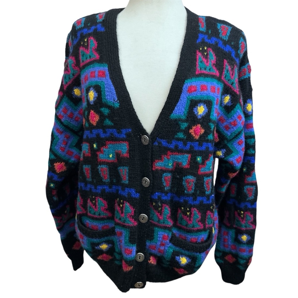 80s L.L. Bean 100% Wool Cardigan Sweater Womens XL